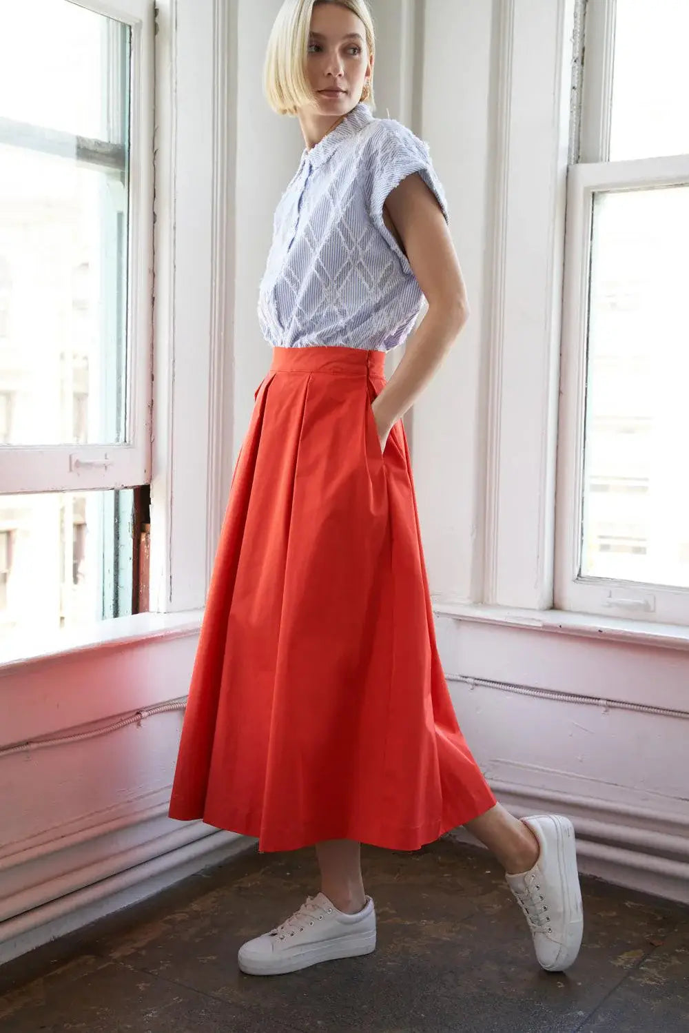 LOVE OF MINE WOVEN MIDI SKIRT - Flying Tomato - Flyclothing LLC