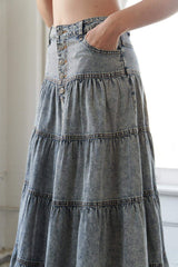 SIMPLE STATEMENT DENIM MIDI SKIRT - Flying Tomato - Flyclothing LLC