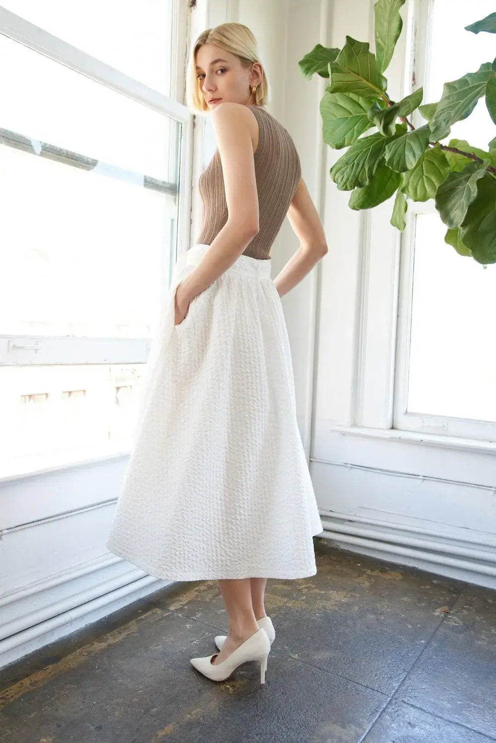TALK TO THE SAND WOVEN MIDI SKIRT - Flying Tomato - Flyclothing LLC