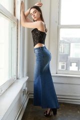 WHISPERING WINDS DENIM MIDI SKIRT - Flying Tomato - Flyclothing LLC