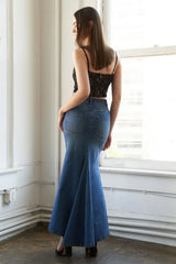 WHISPERING WINDS DENIM MIDI SKIRT - Flying Tomato - Flyclothing LLC