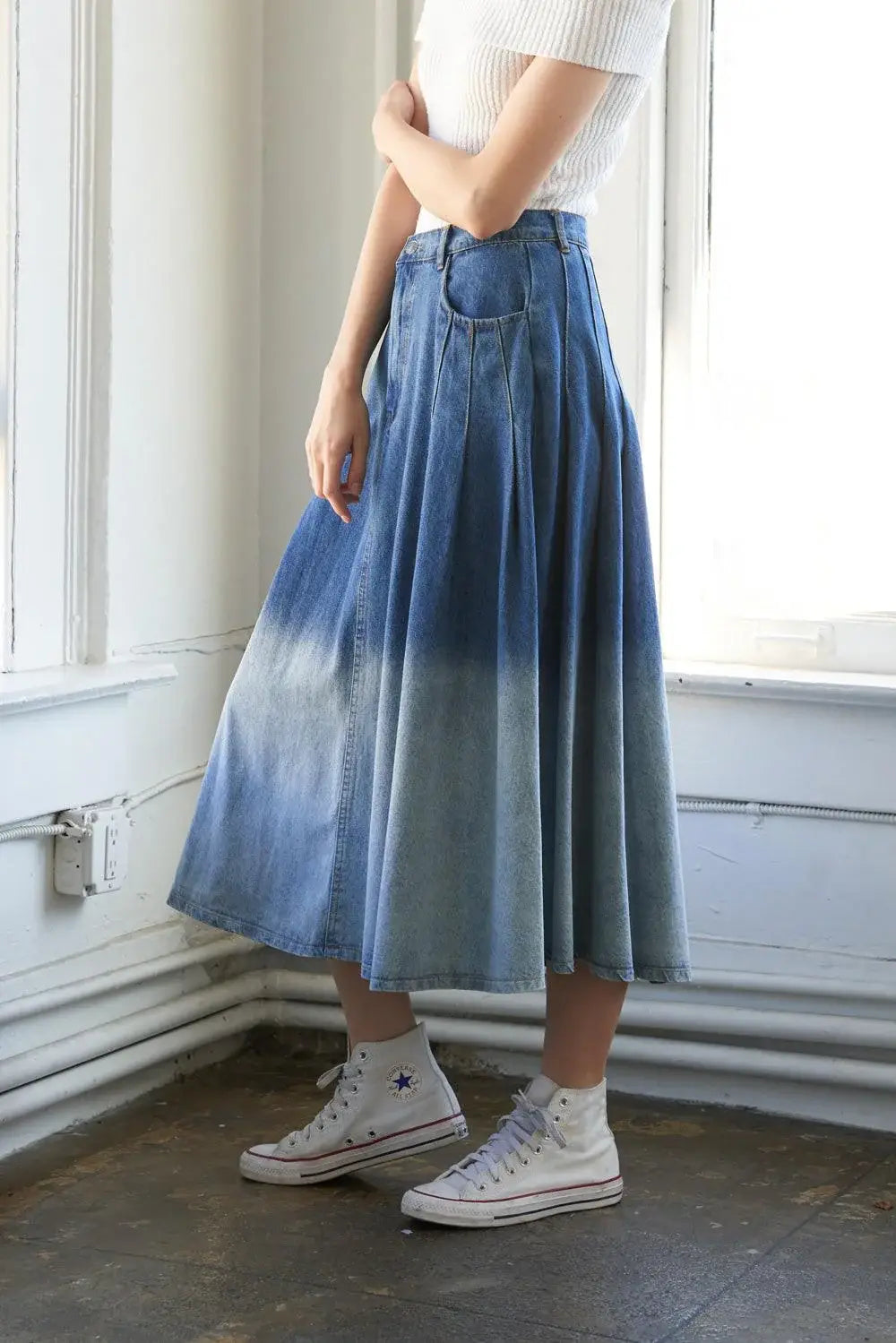 STATE OF MIND DENIM MIDI SKIRT - Flying Tomato - Flyclothing LLC