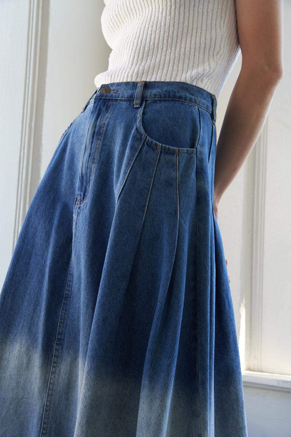 STATE OF MIND DENIM MIDI SKIRT - Flying Tomato - Flyclothing LLC