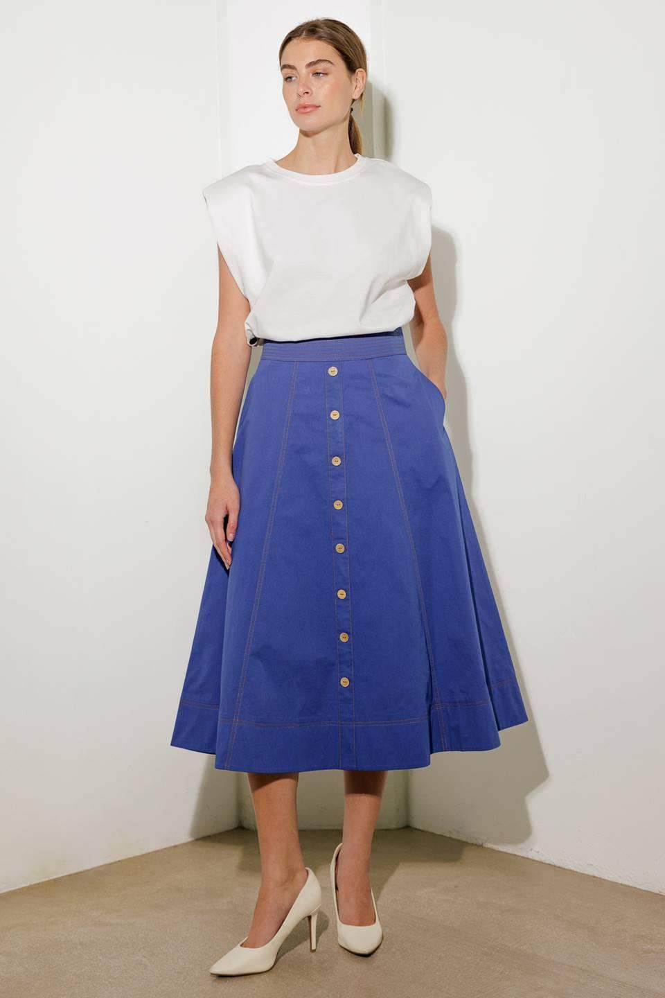 ENCHANTED ELEGANCE MIDI SKIRT - Flying Tomato - Flyclothing LLC