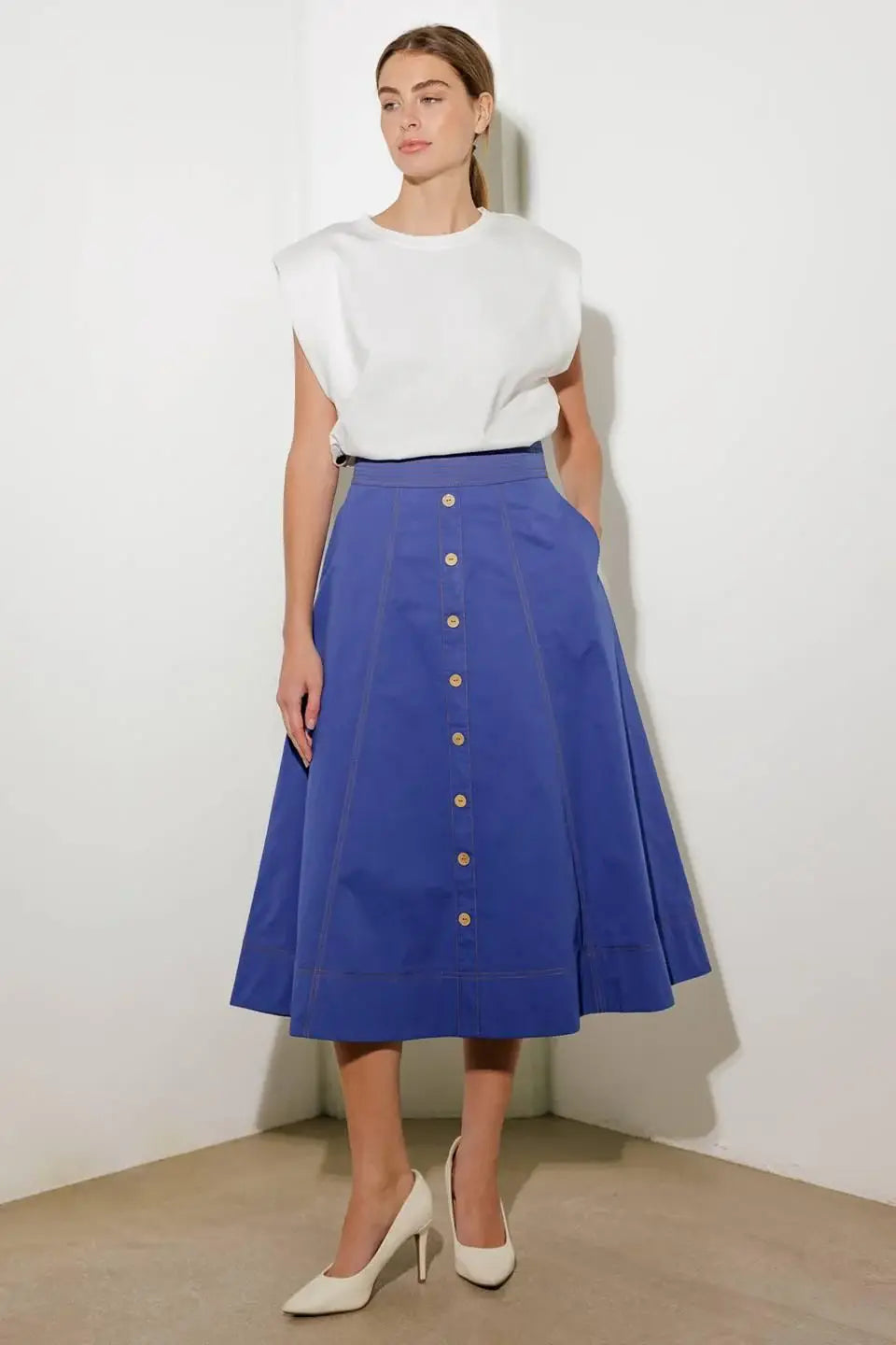 ENCHANTED ELEGANCE MIDI SKIRT - Flying Tomato - Flyclothing LLC