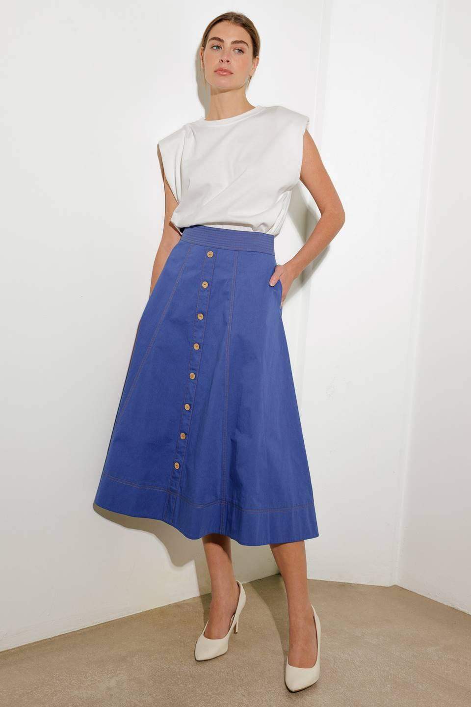 ENCHANTED ELEGANCE MIDI SKIRT - Flying Tomato - Flyclothing LLC