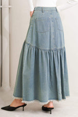 INTRICATE CHARM DENIM MIDI SKIRT - Flying Tomato - Flyclothing LLC