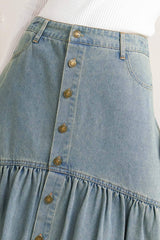 INTRICATE CHARM DENIM MIDI SKIRT - Flying Tomato - Flyclothing LLC