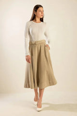 YOU KNOW IT TWILL MIDI SKIRT - Flying Tomato - Flyclothing LLC
