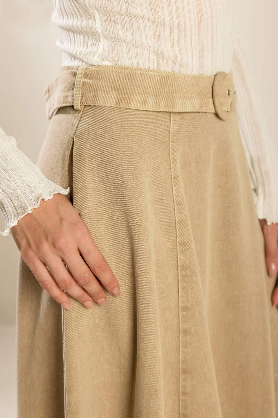 YOU KNOW IT TWILL MIDI SKIRT - Flying Tomato - Flyclothing LLC