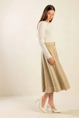 YOU KNOW IT TWILL MIDI SKIRT - Flying Tomato - Flyclothing LLC