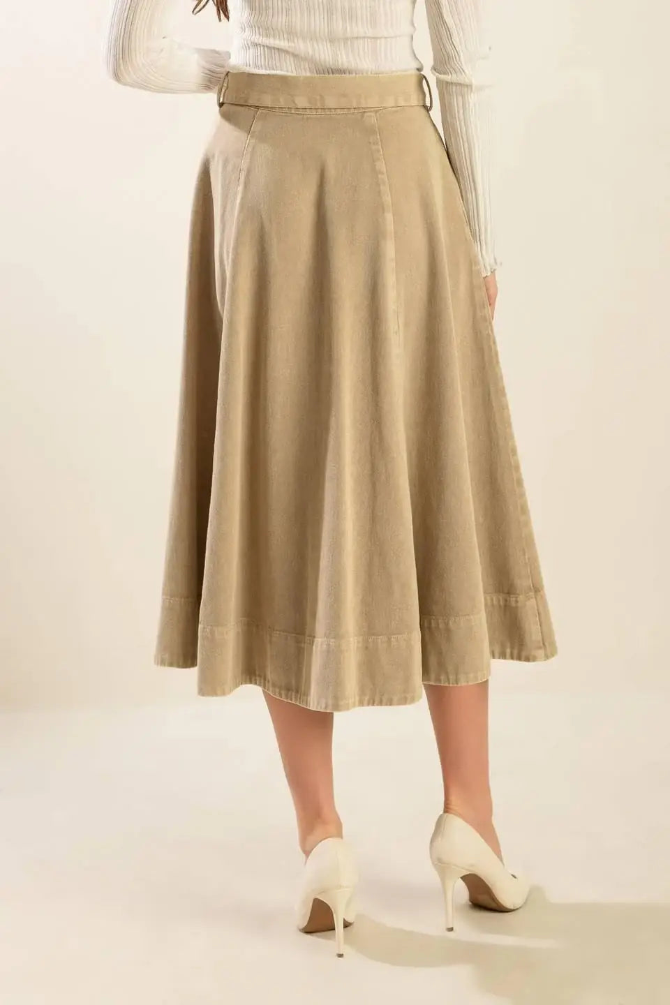 YOU KNOW IT TWILL MIDI SKIRT - Flying Tomato - Flyclothing LLC