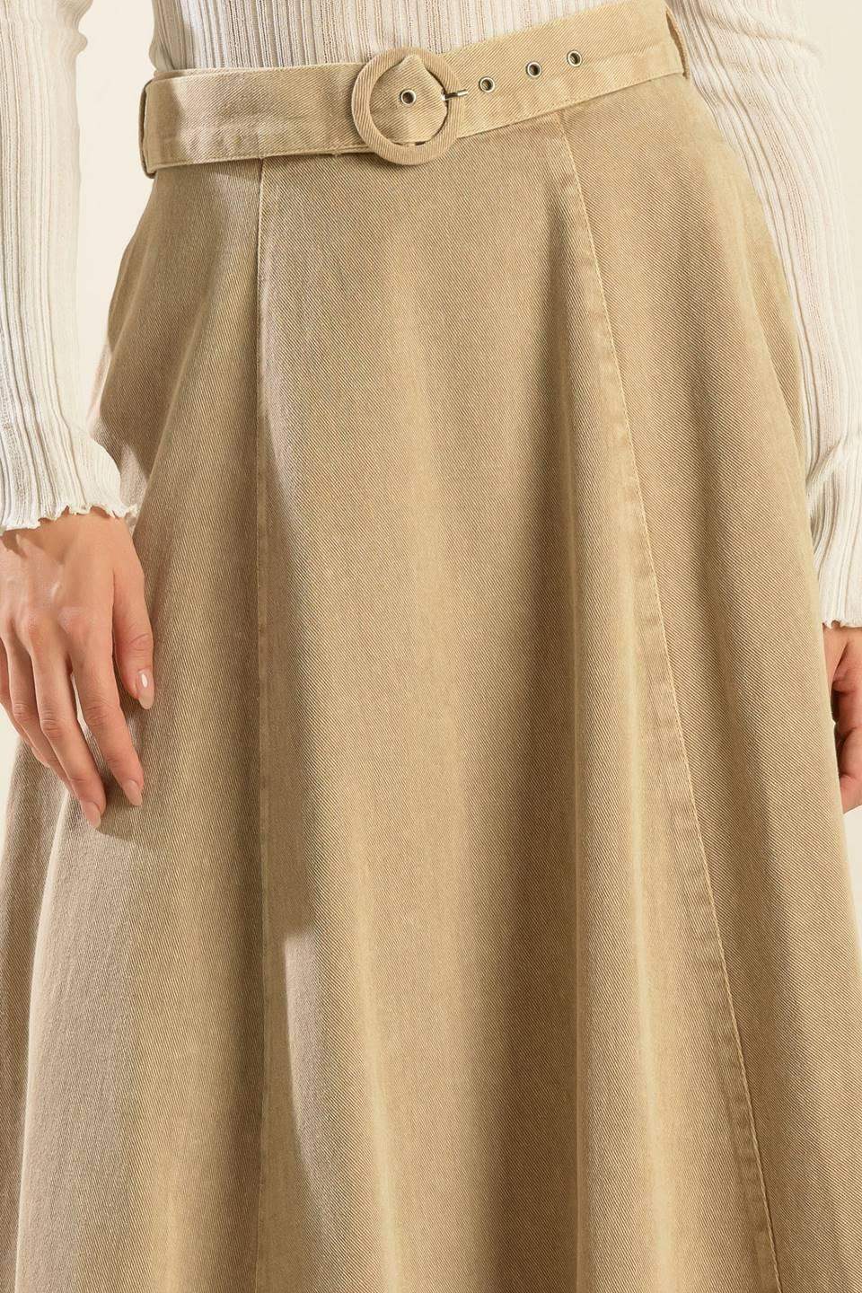 YOU KNOW IT TWILL MIDI SKIRT - Flying Tomato - Flyclothing LLC