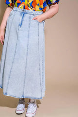 URBAN COWGIRL DENIM MIDI SKIRT - Flying Tomato - Flyclothing LLC