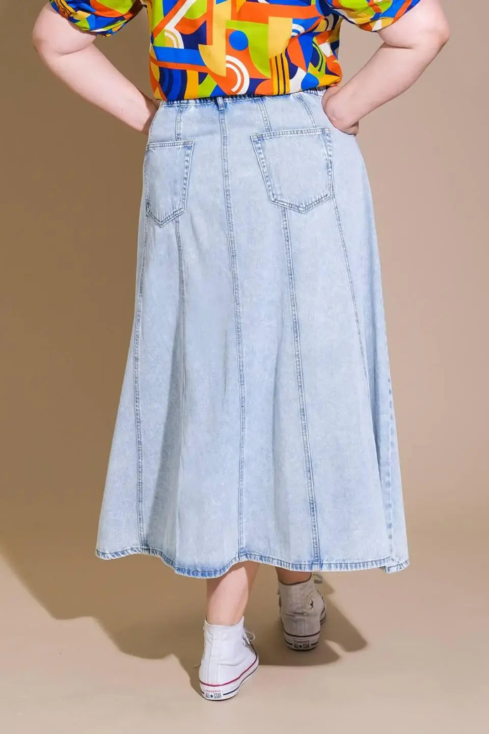 URBAN COWGIRL DENIM MIDI SKIRT - Flying Tomato - Flyclothing LLC