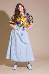 URBAN COWGIRL DENIM MIDI SKIRT - Flying Tomato - Flyclothing LLC