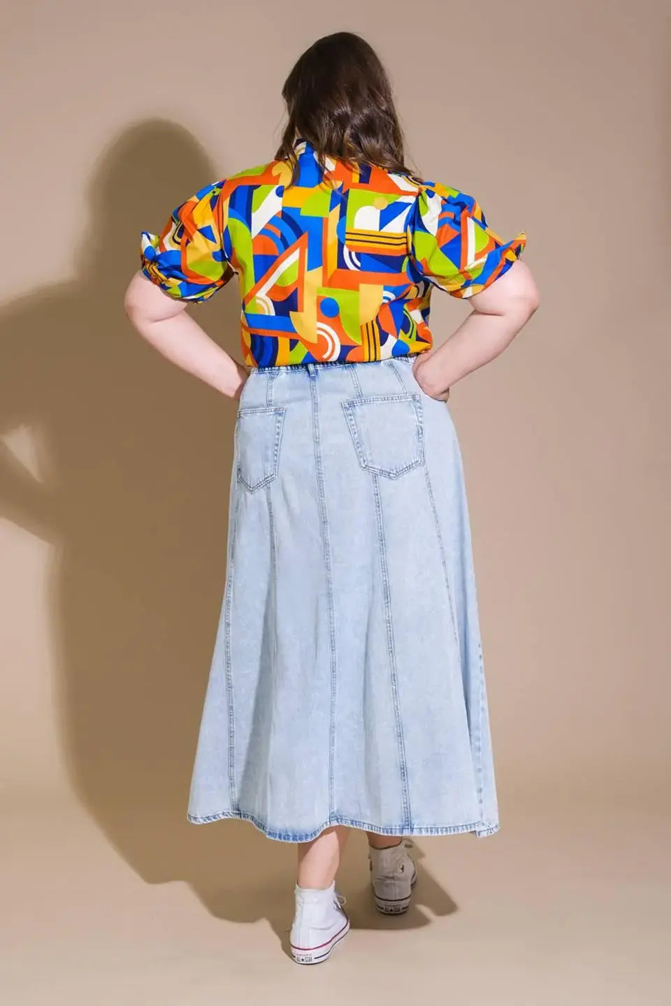 URBAN COWGIRL DENIM MIDI SKIRT - Flying Tomato - Flyclothing LLC