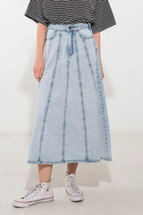 URBAN COWGIRL DENIM MIDI SKIRT - Flying Tomato - Flyclothing LLC