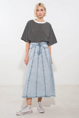 URBAN COWGIRL DENIM MIDI SKIRT - Flying Tomato - Flyclothing LLC
