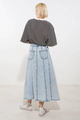 URBAN COWGIRL DENIM MIDI SKIRT - Flying Tomato - Flyclothing LLC