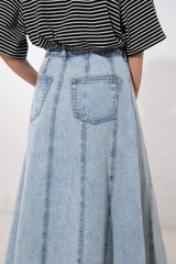 URBAN COWGIRL DENIM MIDI SKIRT - Flying Tomato - Flyclothing LLC