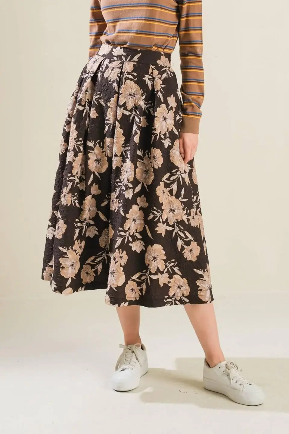 POSH PRESENCE WOVEN MIDI SKIRT - Flying Tomato - Flyclothing LLC