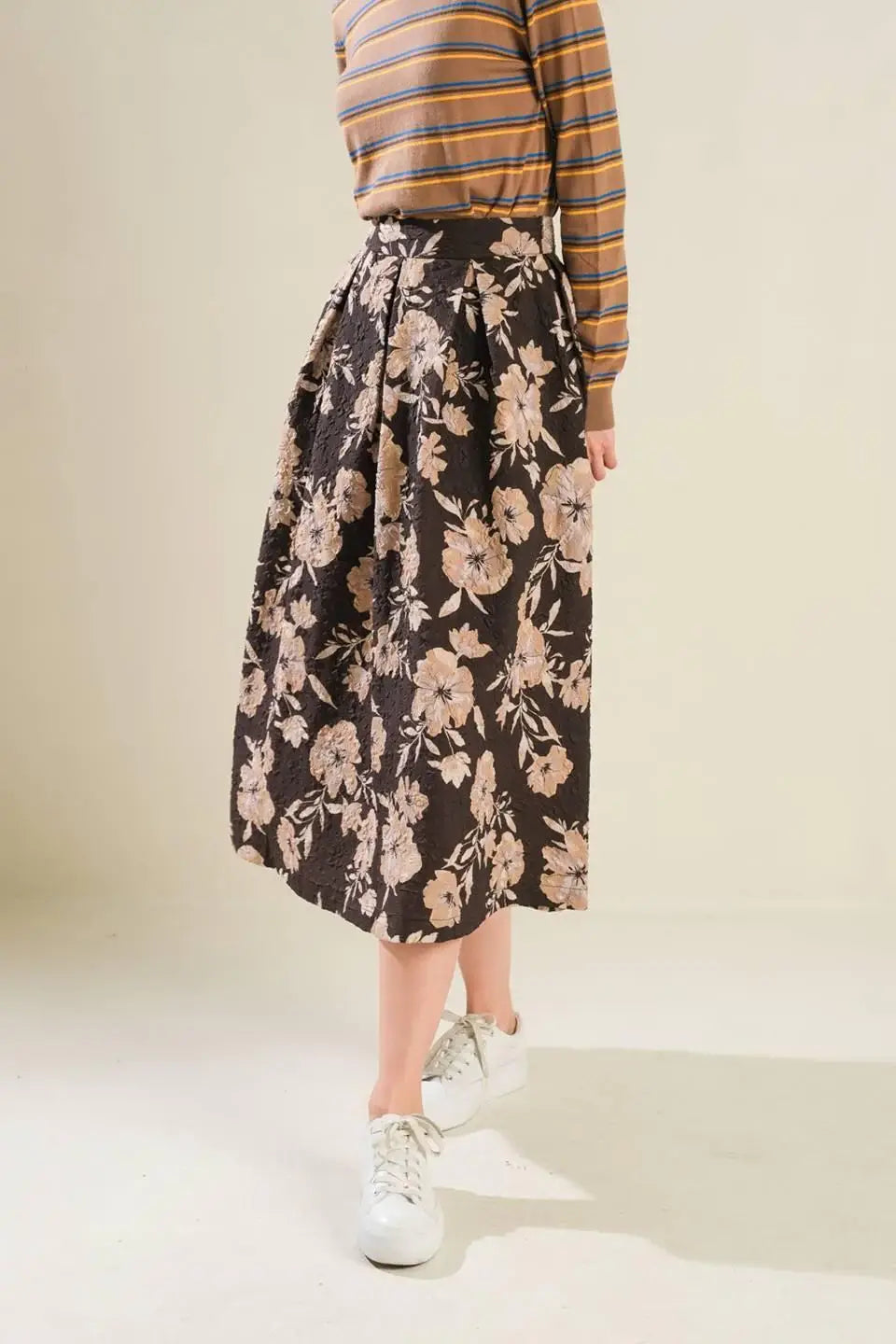 POSH PRESENCE WOVEN MIDI SKIRT - Flying Tomato - Flyclothing LLC