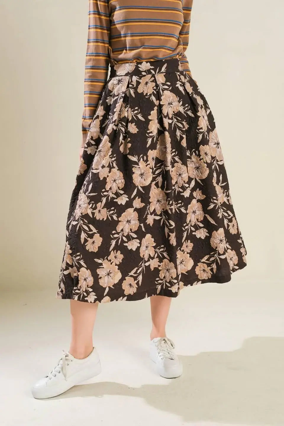 POSH PRESENCE WOVEN MIDI SKIRT - Flying Tomato - Flyclothing LLC