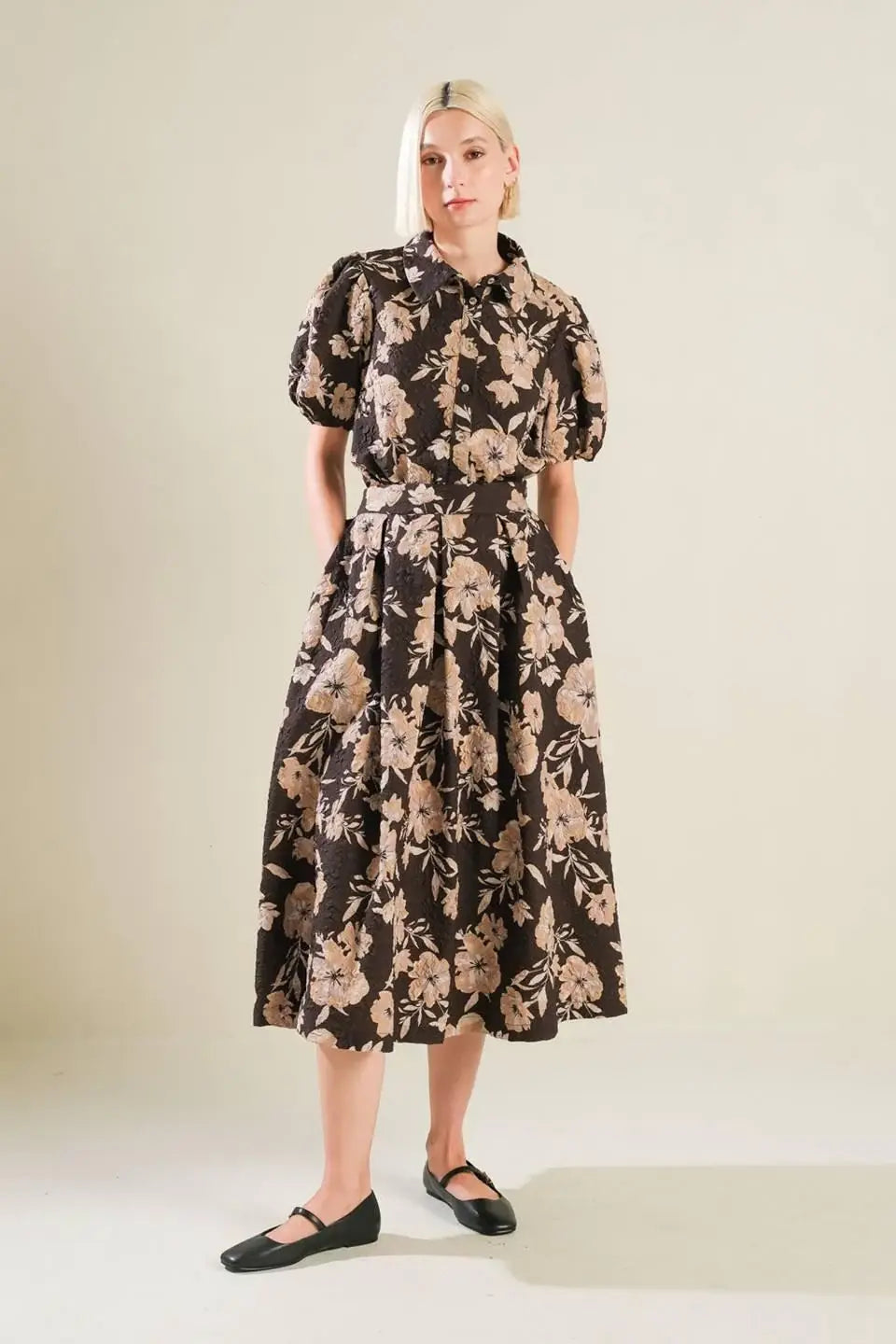 POSH PRESENCE WOVEN MIDI SKIRT - Flying Tomato - Flyclothing LLC