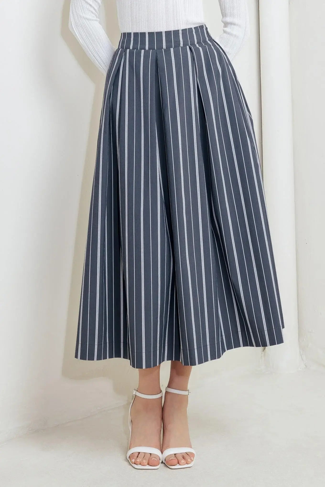 BEHIND THE GRIN WOVEN MIDI SKIRT - Flying Tomato - Flyclothing LLC