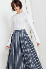 BEHIND THE GRIN WOVEN MIDI SKIRT - Flying Tomato - Flyclothing LLC