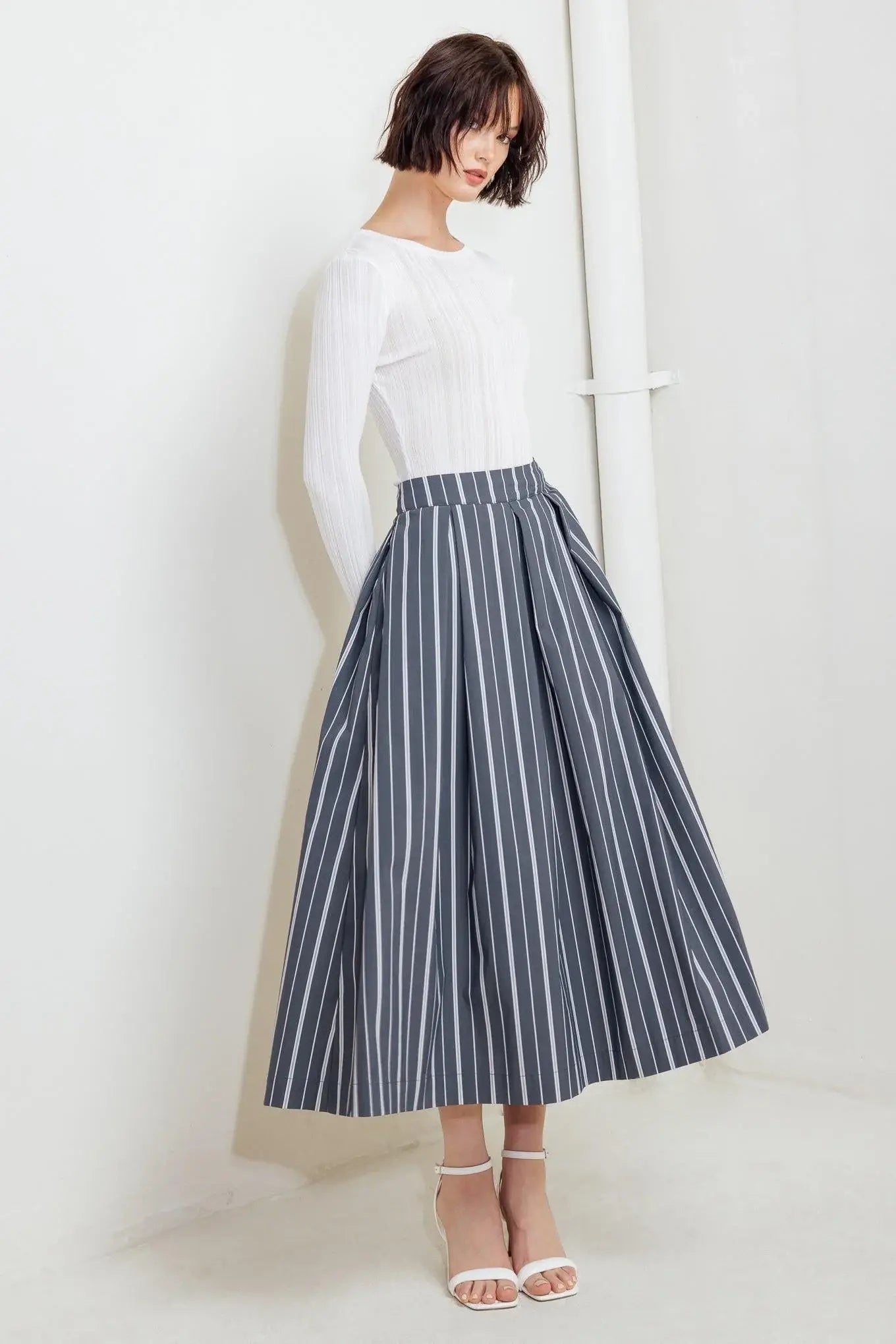 BEHIND THE GRIN WOVEN MIDI SKIRT - Flying Tomato - Flyclothing LLC