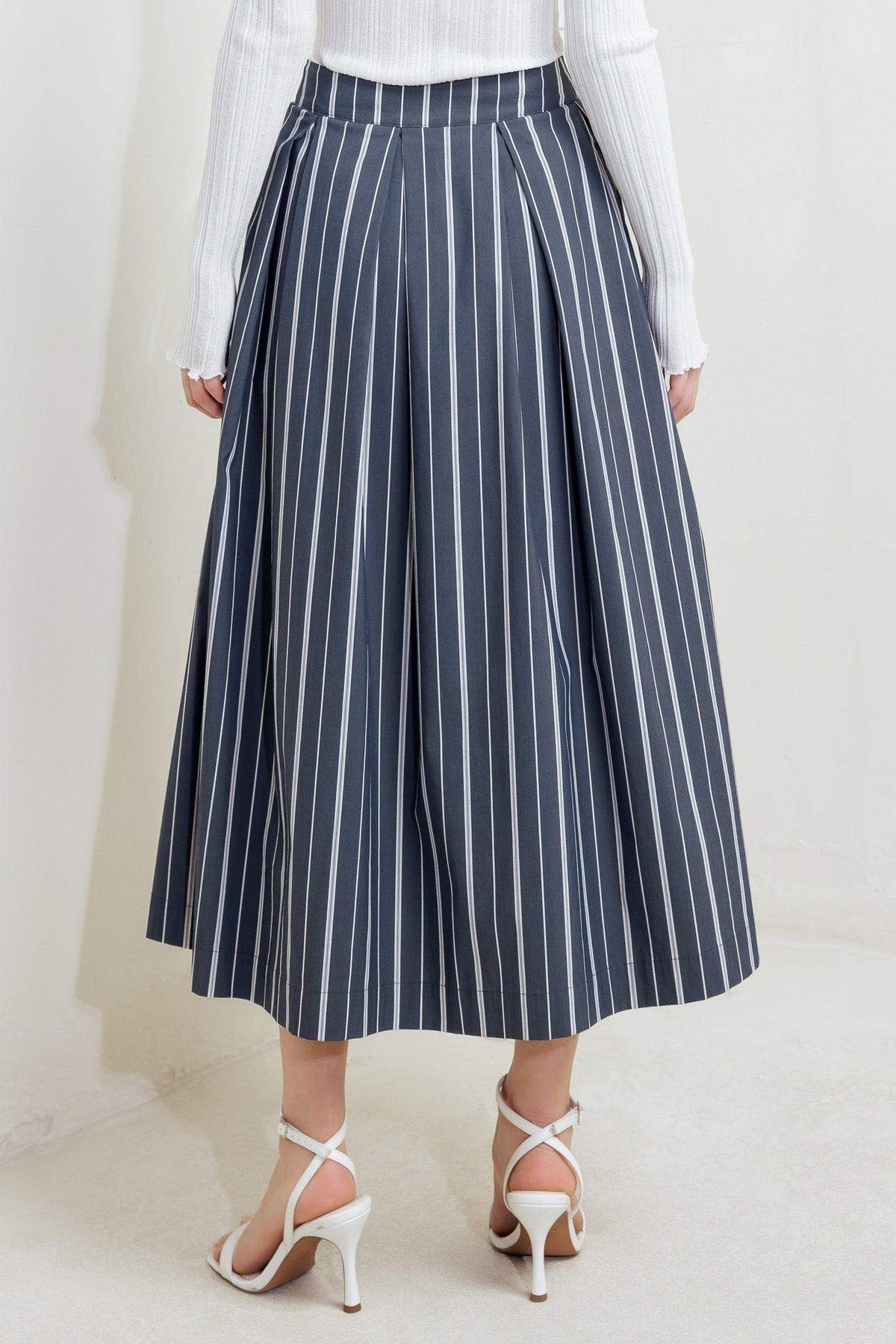 BEHIND THE GRIN WOVEN MIDI SKIRT - Flying Tomato - Flyclothing LLC
