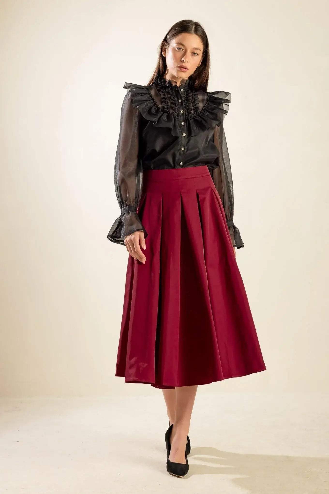 DANCE WITH DESTINY WOVEN MIDI SKIRT - Flying Tomato - Flyclothing LLC