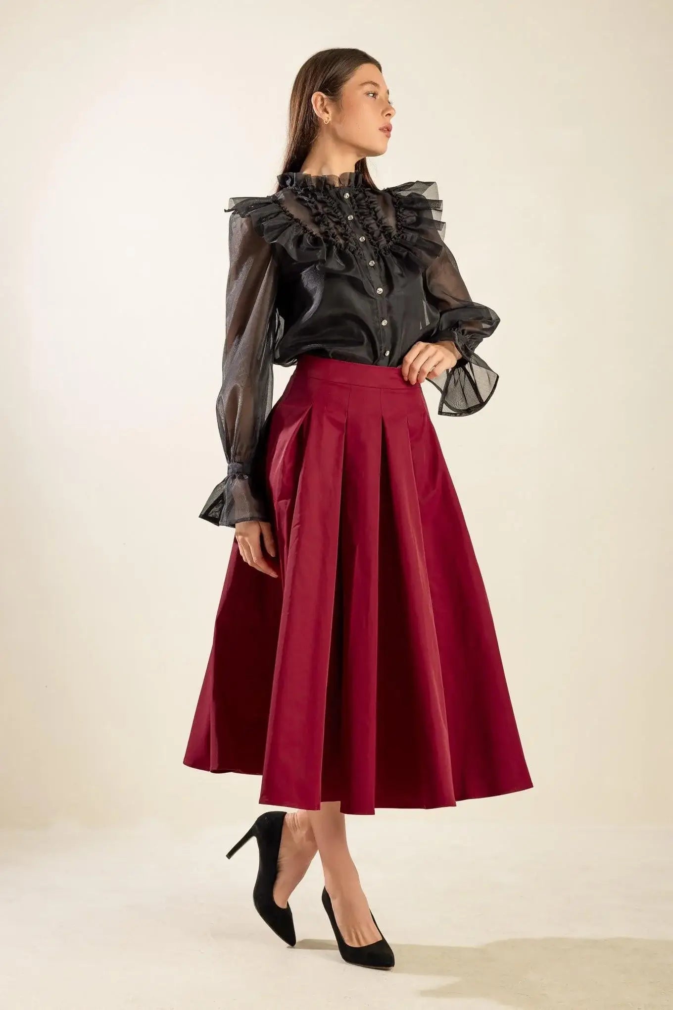 DANCE WITH DESTINY WOVEN MIDI SKIRT - Flying Tomato - Flyclothing LLC