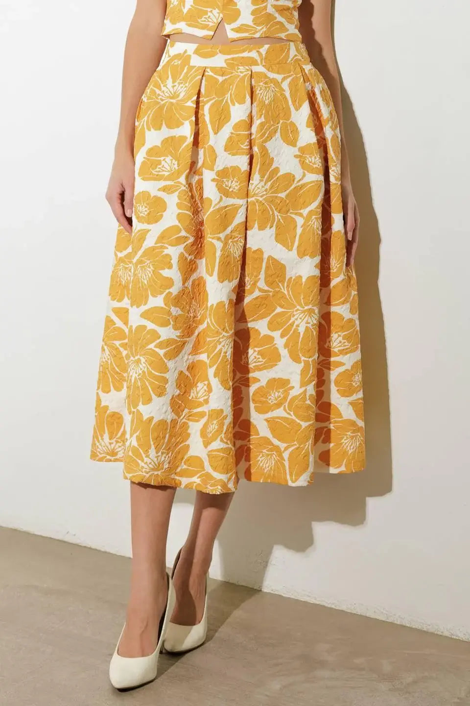 PLAIN OPTIMISM WOVEN MIDI SKIRT - Flying Tomato - Flyclothing LLC