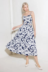 PLAIN OPTIMISM NAVY WOVEN MIDI SKIRT - Flying Tomato - Flyclothing LLC
