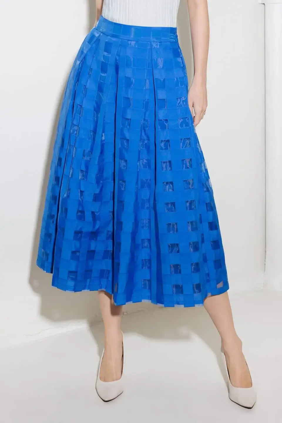 LIVE FOR US BLUE ORGANZA MIDI SKIRT - Flying Tomato - Flyclothing LLC
