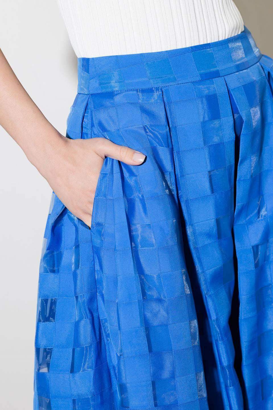 LIVE FOR US BLUE ORGANZA MIDI SKIRT - Flying Tomato - Flyclothing LLC