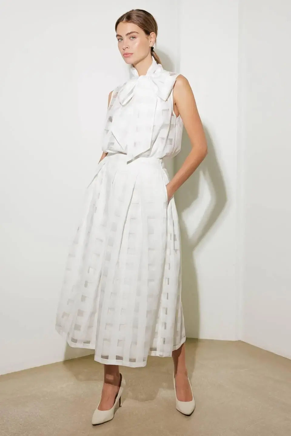 LIVE FOR US WHITE ORGANZA MIDI SKIRT - Flying Tomato - Flyclothing LLC