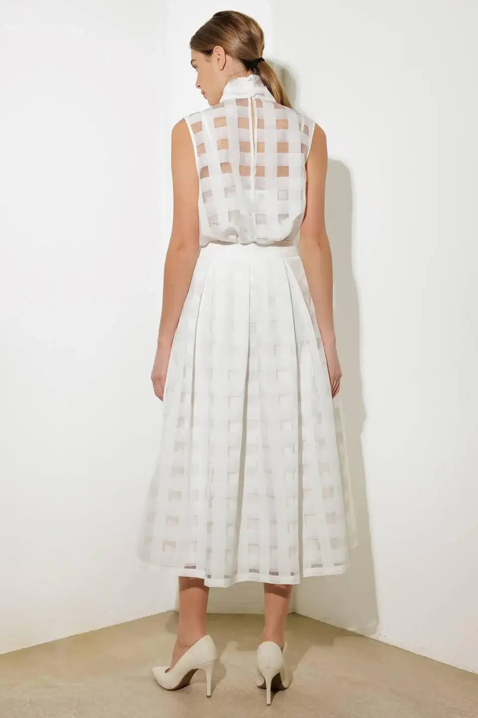 LIVE FOR US WHITE ORGANZA MIDI SKIRT - Flying Tomato - Flyclothing LLC