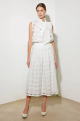 LIVE FOR US WHITE ORGANZA MIDI SKIRT - Flying Tomato - Flyclothing LLC