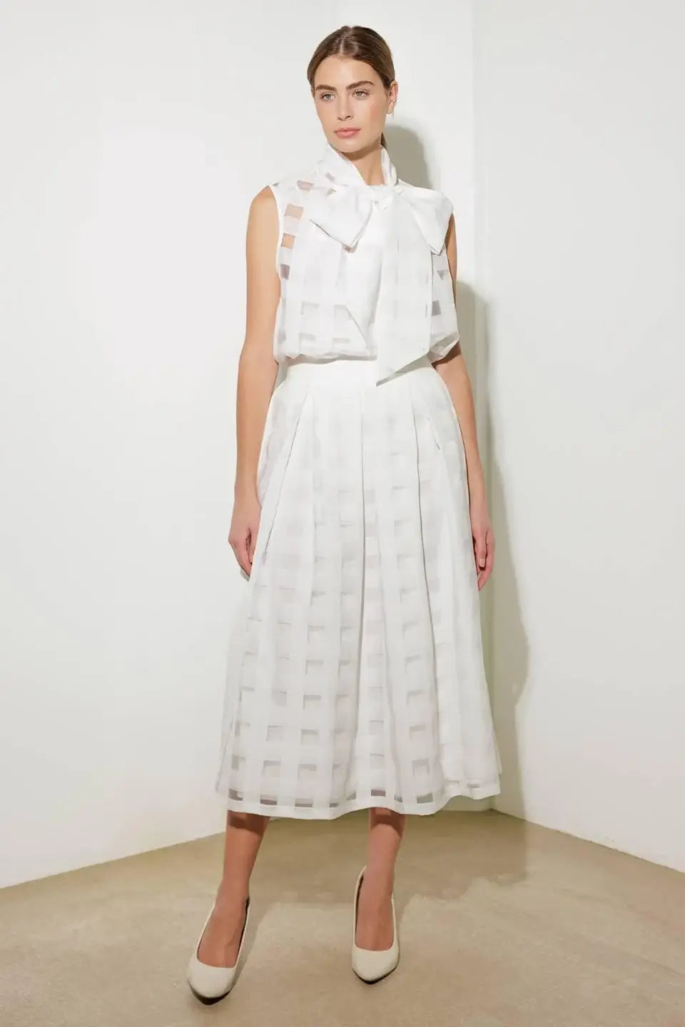 LIVE FOR US WHITE ORGANZA MIDI SKIRT - Flying Tomato - Flyclothing LLC