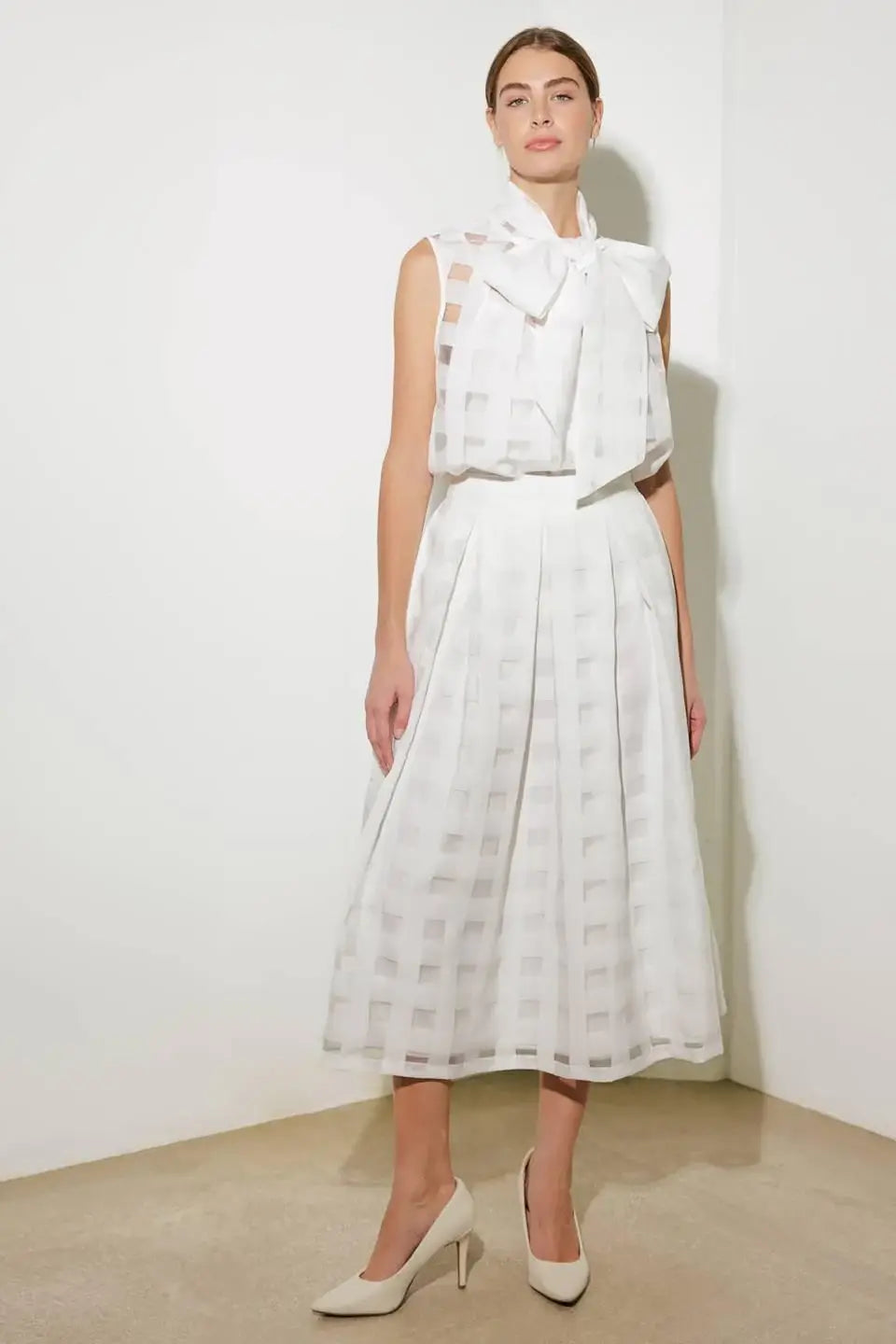 LIVE FOR US WHITE ORGANZA MIDI SKIRT - Flying Tomato - Flyclothing LLC