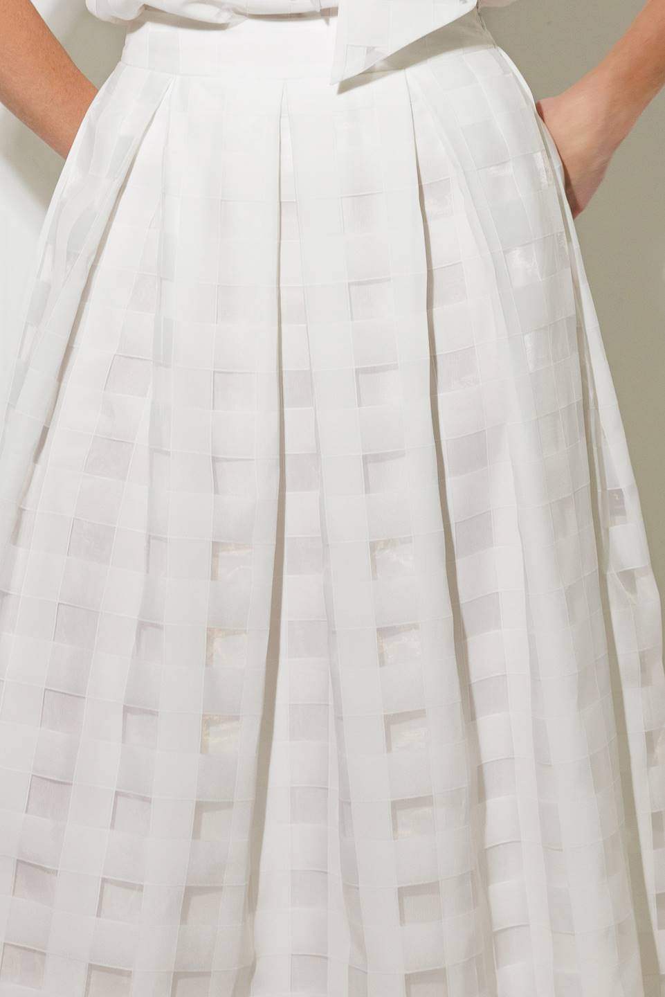 LIVE FOR US WHITE ORGANZA MIDI SKIRT - Flying Tomato - Flyclothing LLC