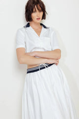 COASTAL COLLAR WOVEN MIDI SKIRT - Flying Tomato - Flyclothing LLC