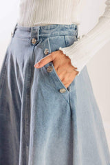 AT FIRST GLANCE DENIM MIDI SKIRT - Flying Tomato - Flyclothing LLC