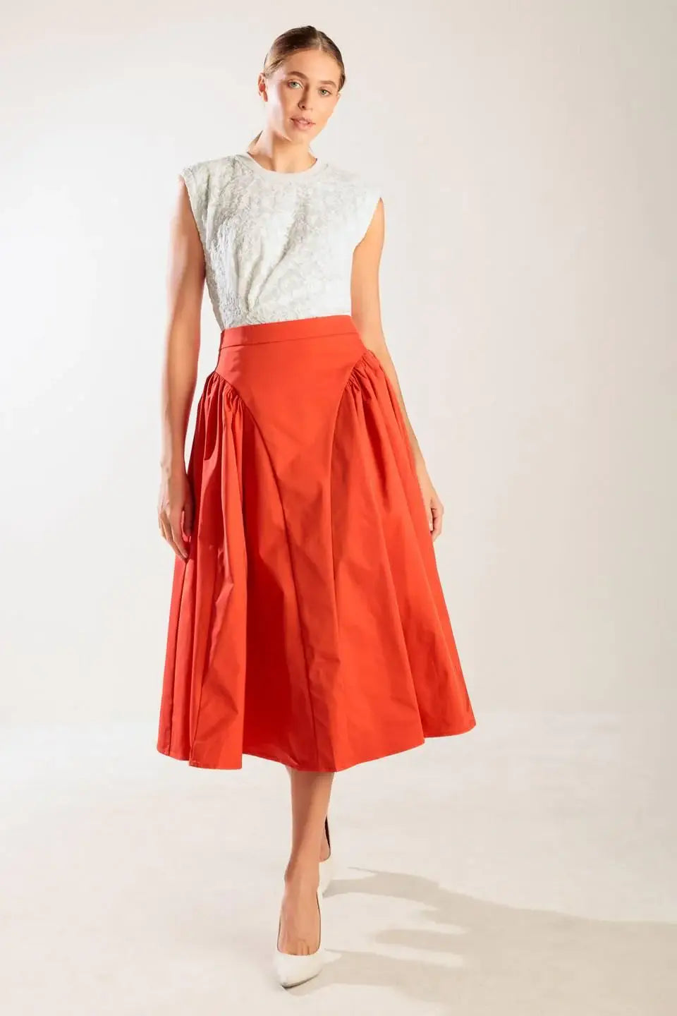 LUNCH WITH THE GIRLS WOVEN FULL MIDI SKIRT - Flying Tomato - Flyclothing LLC