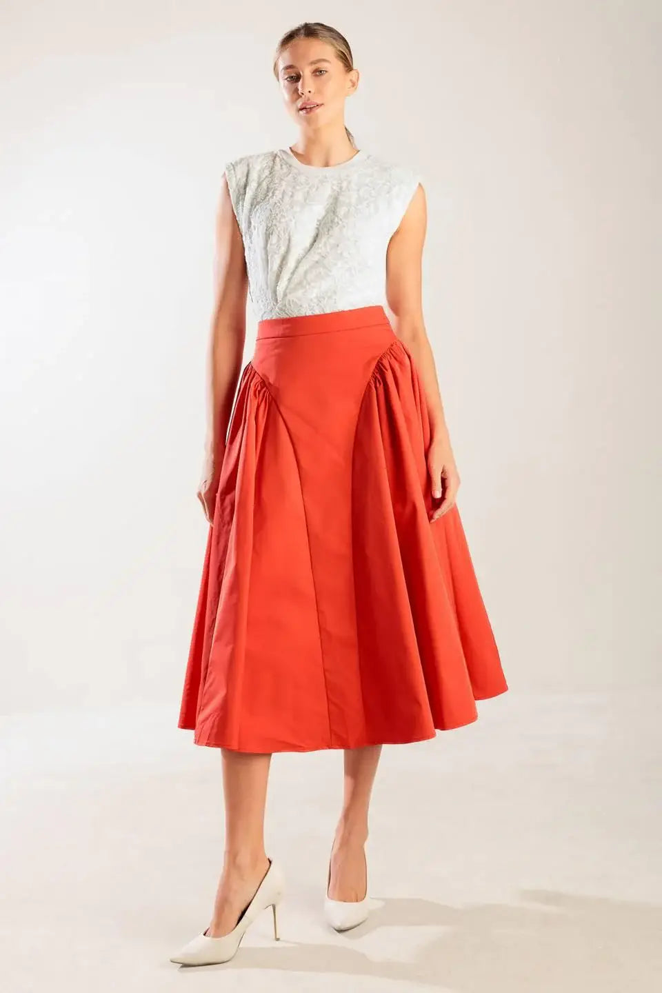 LUNCH WITH THE GIRLS WOVEN FULL MIDI SKIRT - Flying Tomato - Flyclothing LLC