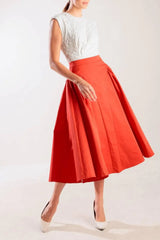 LUNCH WITH THE GIRLS WOVEN FULL MIDI SKIRT - Flying Tomato - Flyclothing LLC